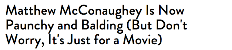 Illustration for article titled Committed Actor Matthew McConaughey Goes Bald for a Movie Role